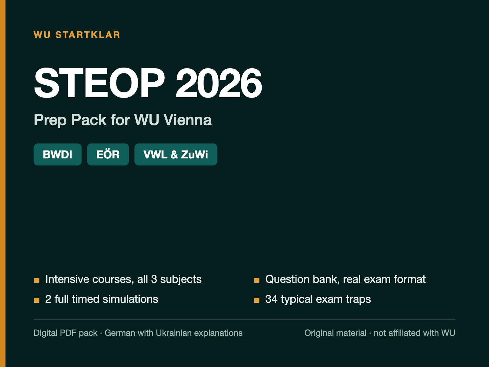 STEOP WU Wien 2026 — Prep Pack: BWDI, EÖR, VWL & ZuWi